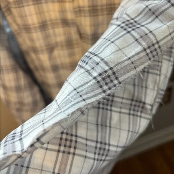 White and Gray Plaid Button Down Shirt 3X Overstitch Style. NWOT - Picture 5 of 5